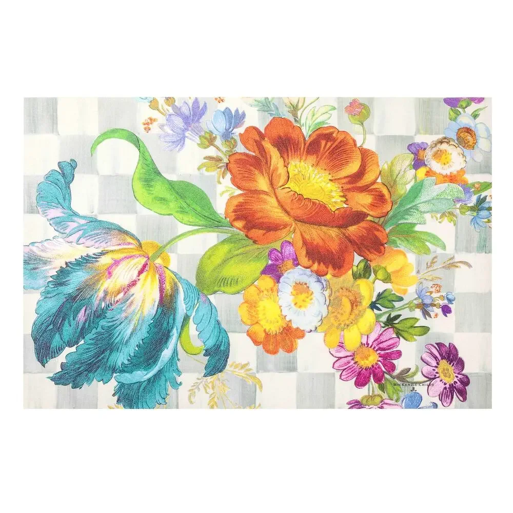 Brand New Mackenzie-Childs Sterling Flower Market Floor Mat – 2′ x 3′